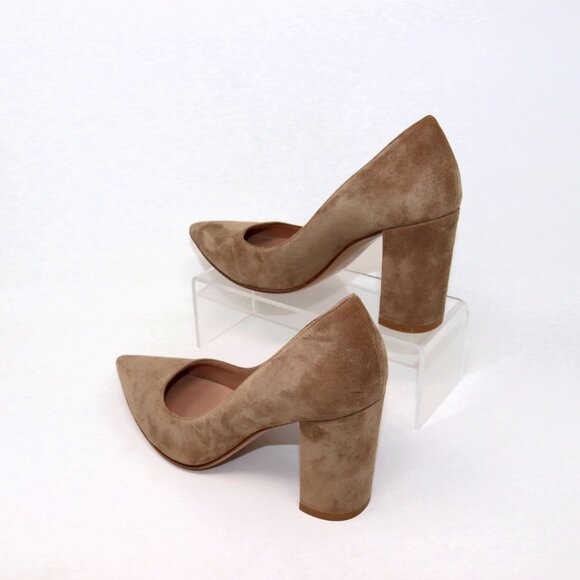 Gianvito Rossi 38.5 Suede Heels Piper Pump Camel Tan Brown - Picture 6 of 14